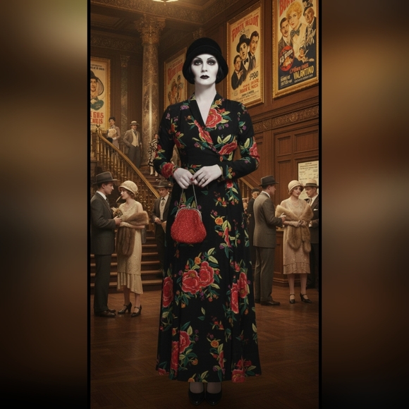 Vintage 80s Norma Kamali Dress Does 1920s Or 1930s Garden Party Dress S - Picture 3 of 15